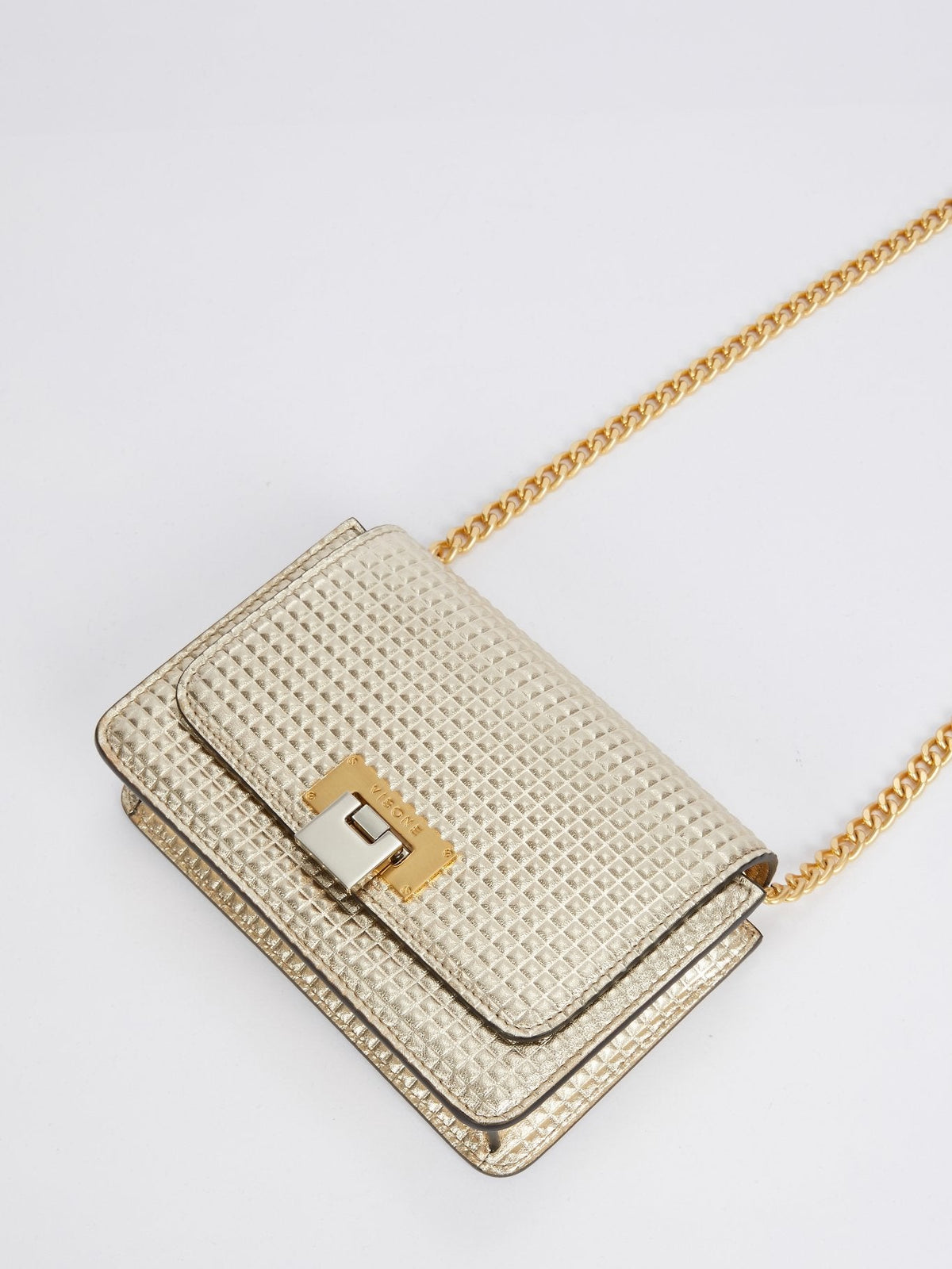 Lizzy Gold Laminated Leather Mini Bag