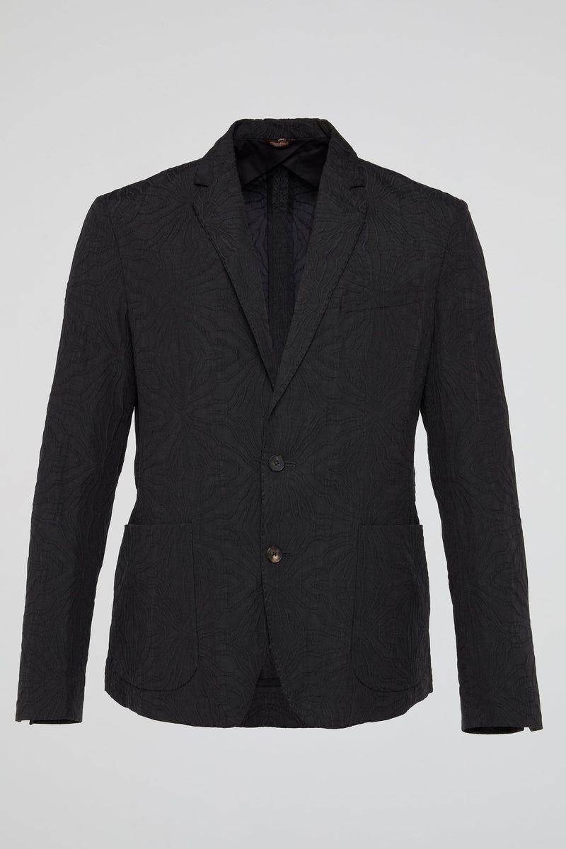 Black Single-Breasted Embroidered Blazer