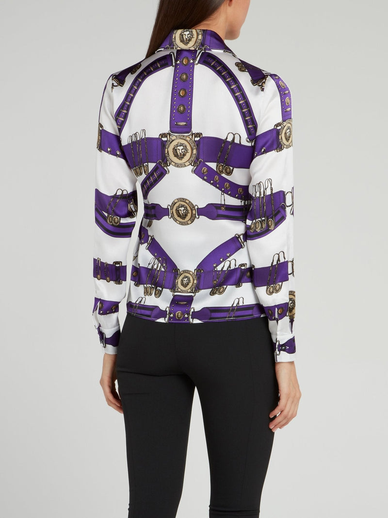 Printed Long Sleeve Silk Shirt