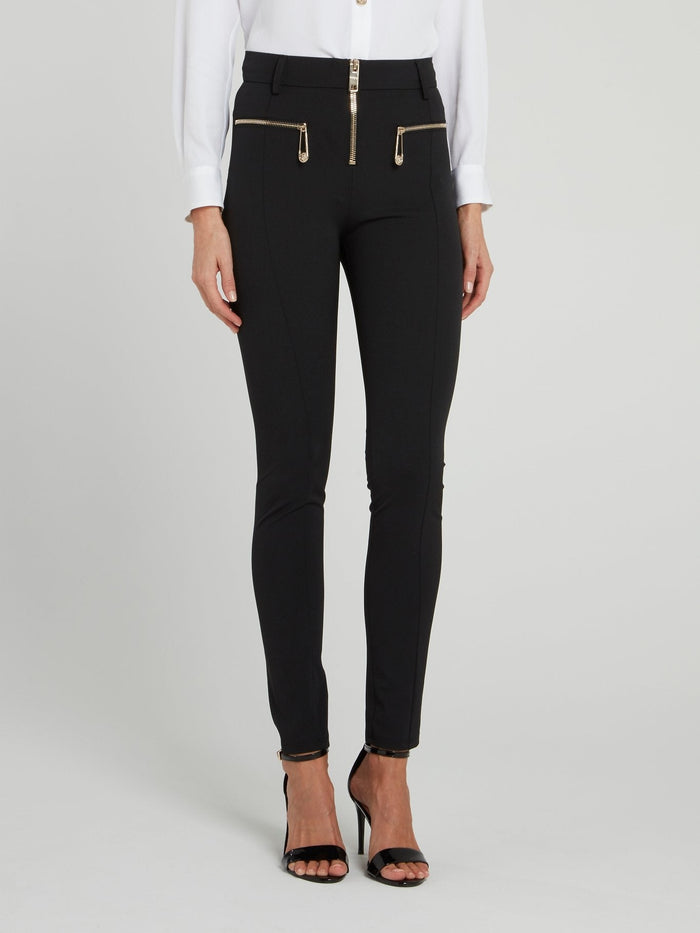 Black Zip Up Trousers