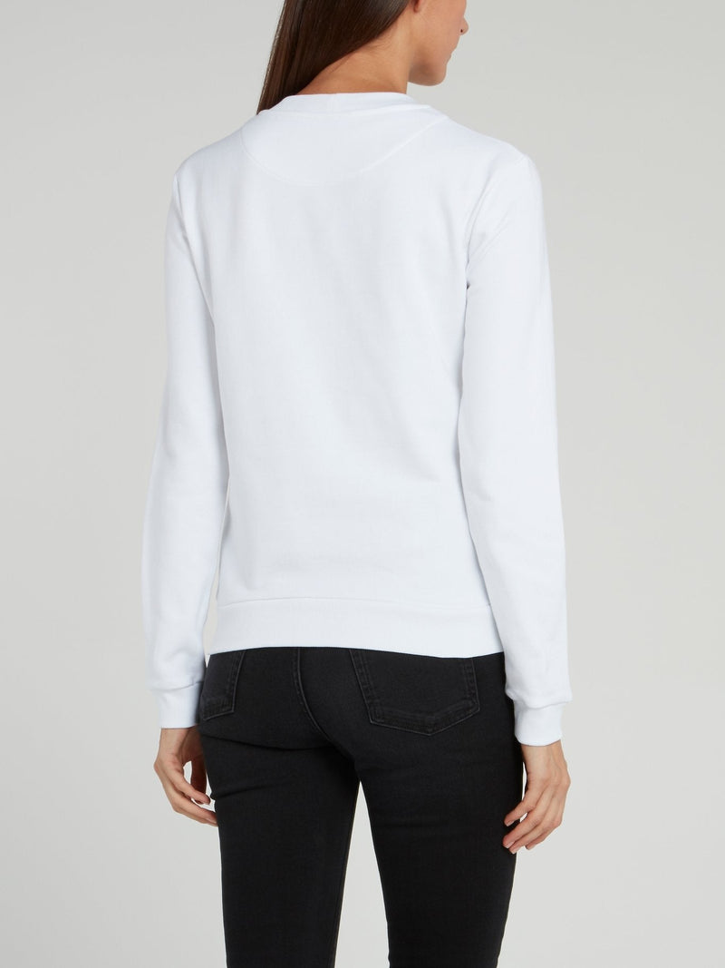 White Logo Cotton Sweatshirt