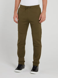 Olive Back Logo Stripe Track Pants