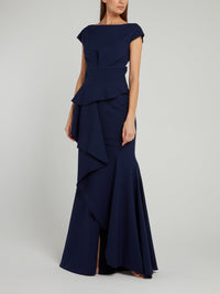 Bateau Neckline Ruffle Dress