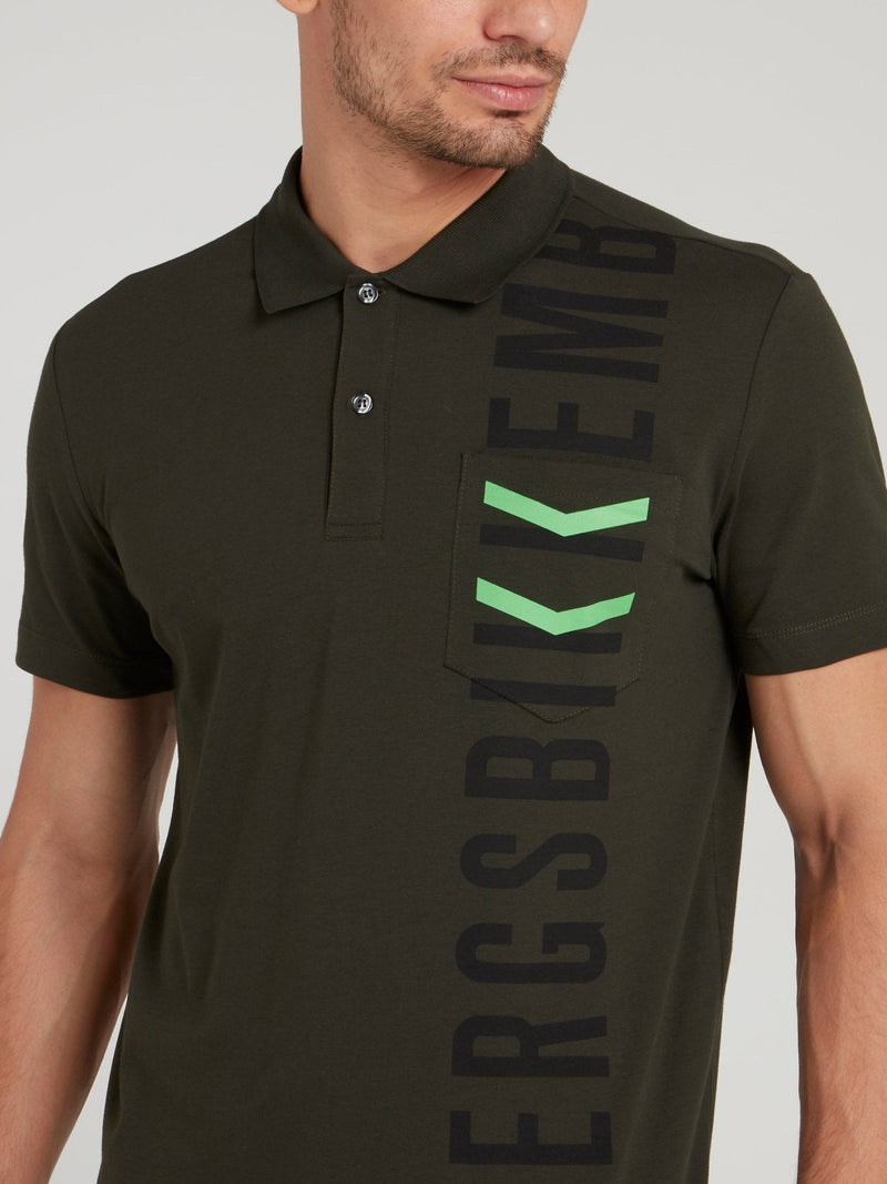 Olive Logo Chevron Polo Shirt