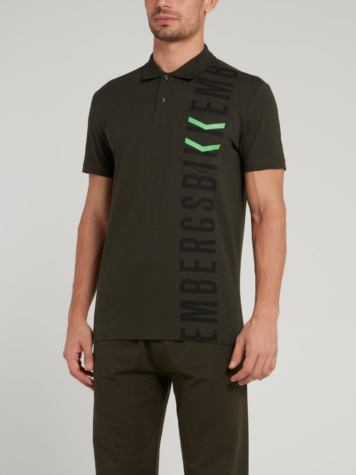 Olive Logo Chevron Polo Shirt