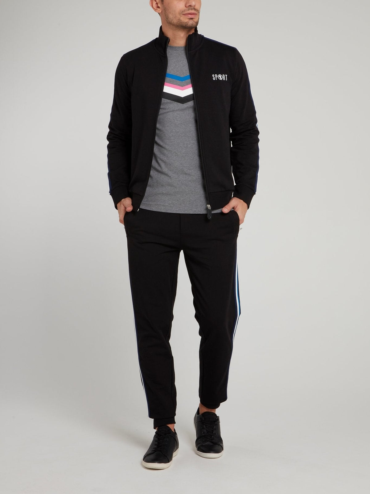 Black Side Stripe Fleece Pants