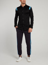 Blak Striped Panel Shirt