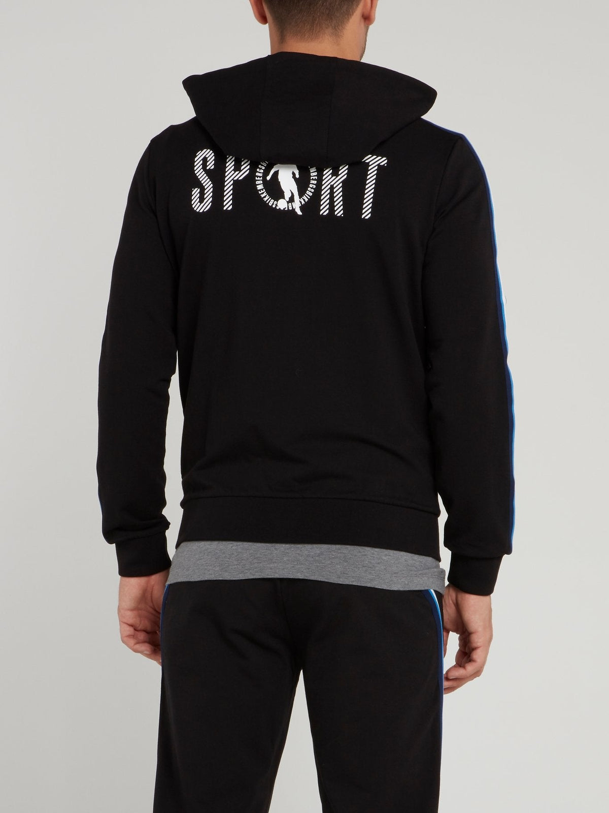 Black Sport Logo Hooded Jacket