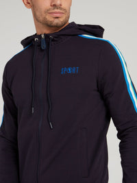 Navy Sport Logo Hooded Jacket