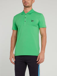 Green Logo Chevron Knitted Polo Shirt