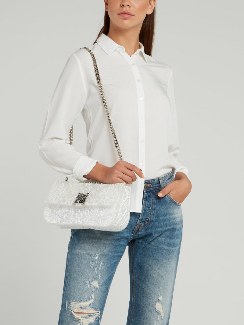 White Elide Lace Fondo Shoulder Bag