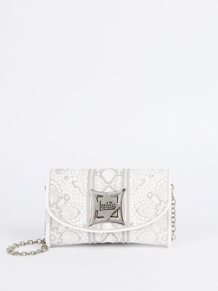 White Iris Lace Crossbody Bag