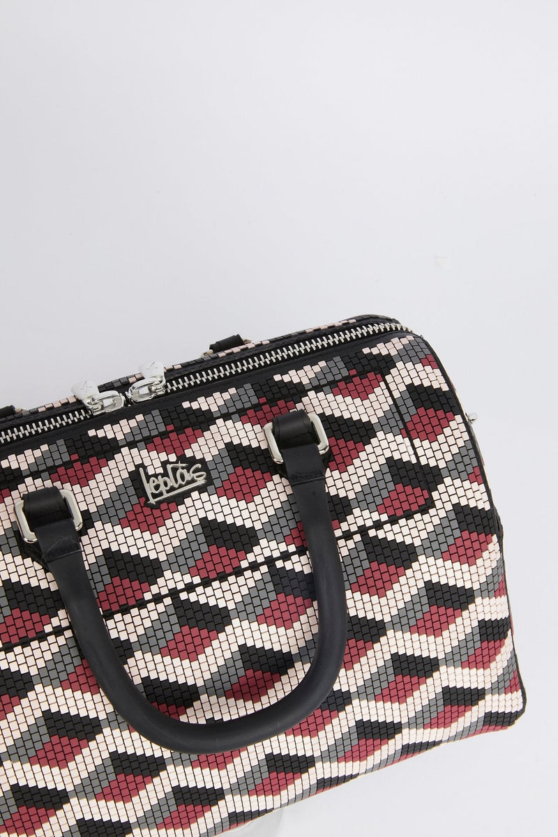 White-Red Navajos Squared Top Handle Bag