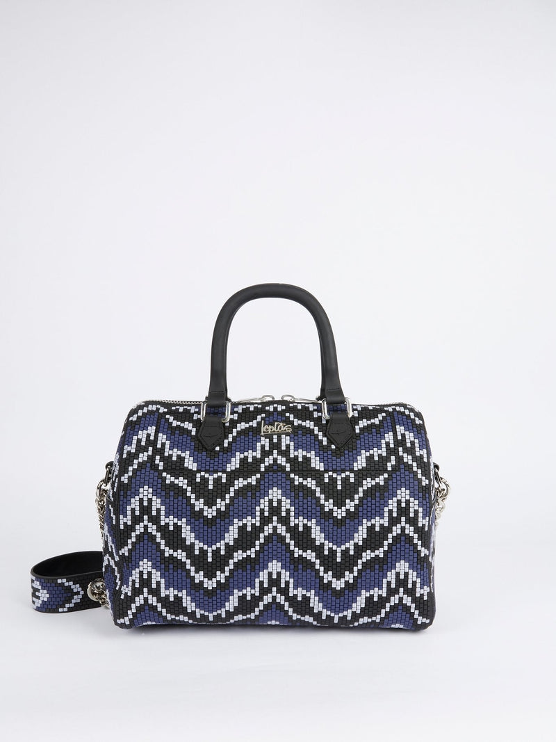 Navy Bauletto Grande Navajos Quadratini Top Handle Bag