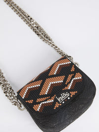 Black-Brown Mini Dafne Navajos Squared Shoulder Bag