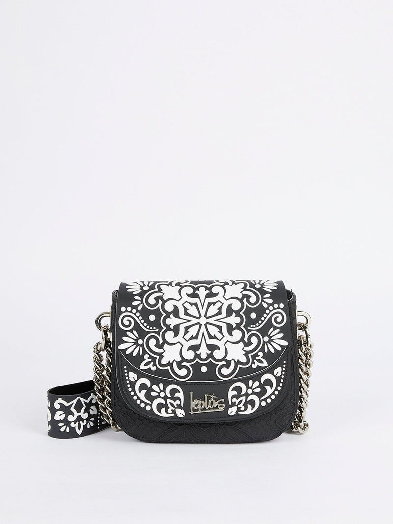 Black Mini Dafne Azulejos Shoulder Bag