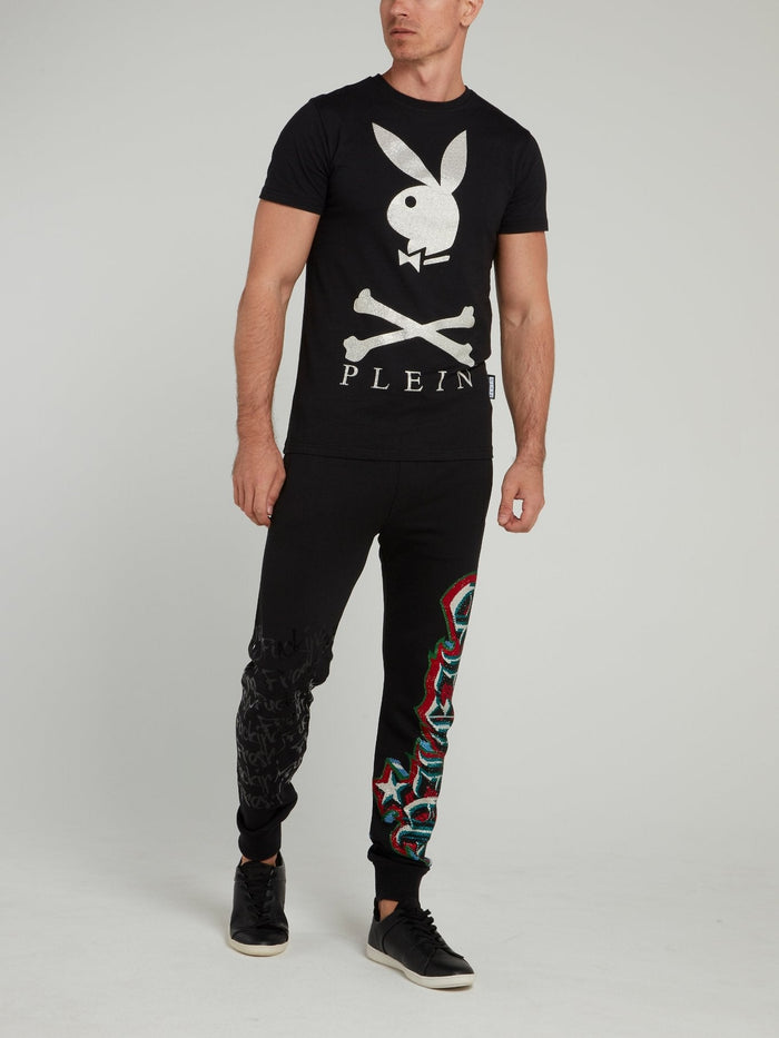 Black Graffiti Jogging Trousers