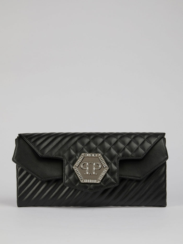 Studded Logo Quilted Clutch Bag