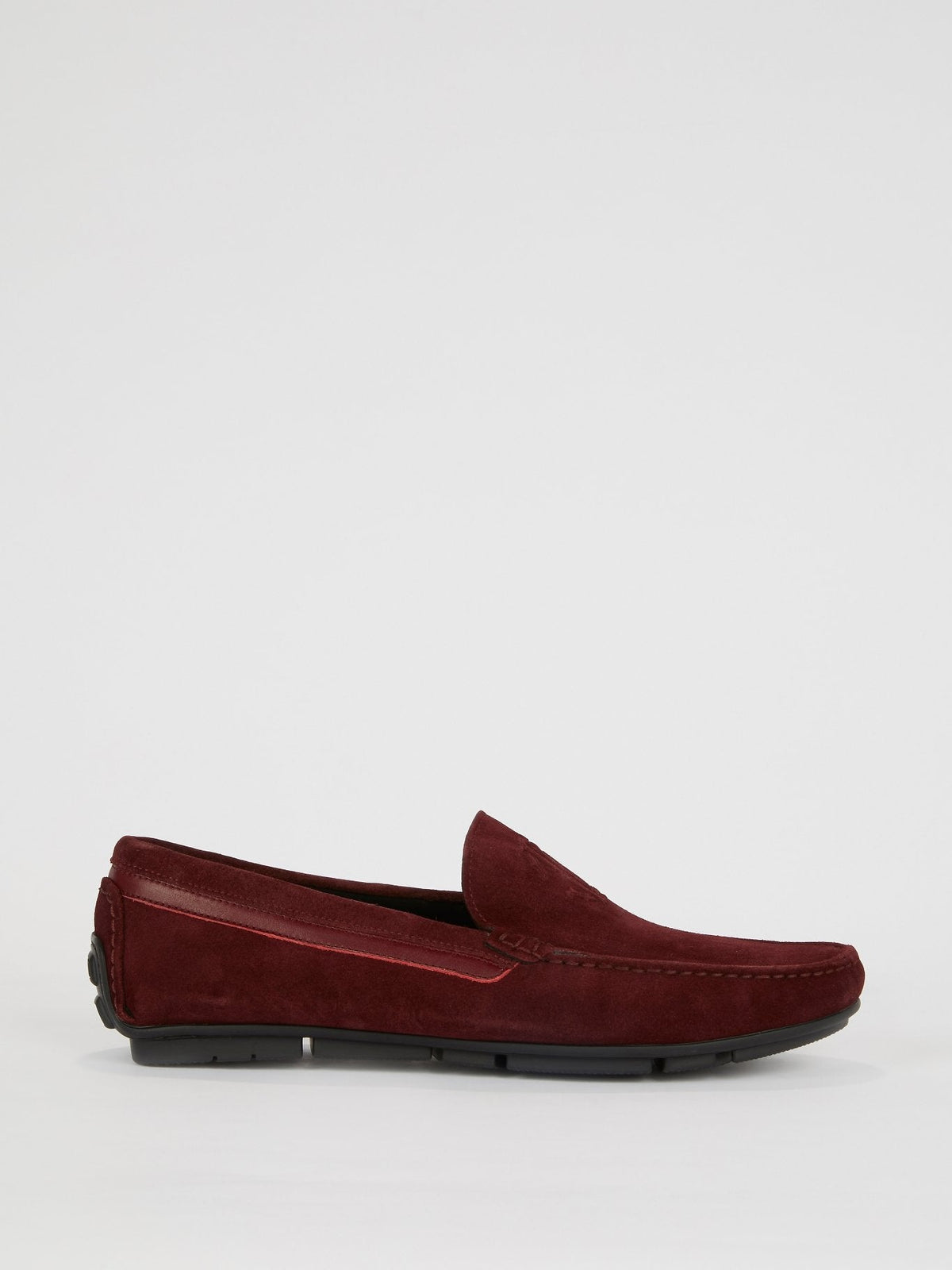 Burgundy Suede Logo Loafers