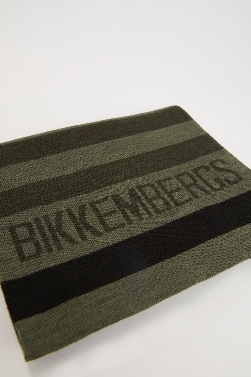 Olive Ribbed Logo Scarf