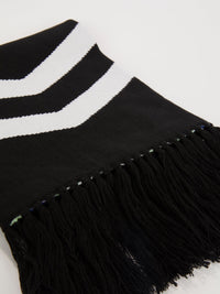 Black Chevron Frayed Scarf