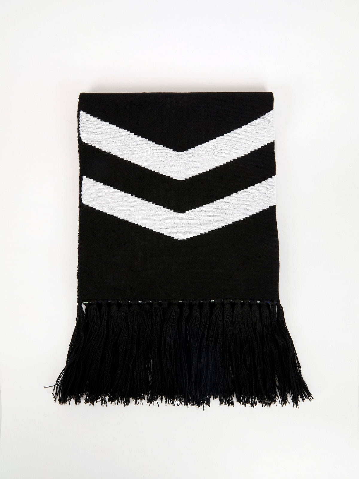 Black Chevron Frayed Scarf