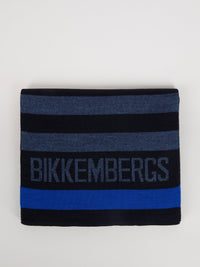 Navy Ribbed Logo Scarf