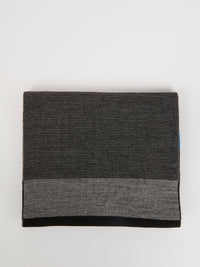 Grey Ribbed Logo Scarf