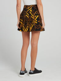 Baroque Print Pleated Circle Skirt