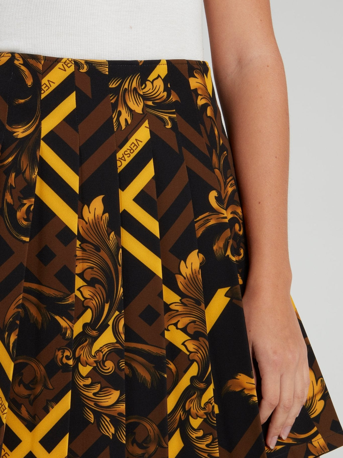 Baroque Print Pleated Circle Skirt