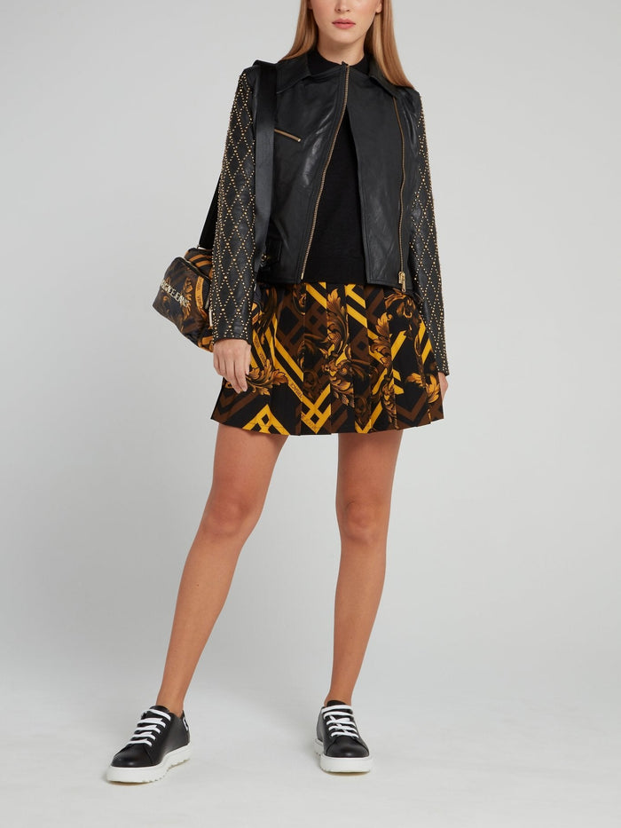 Baroque Print Pleated Circle Skirt