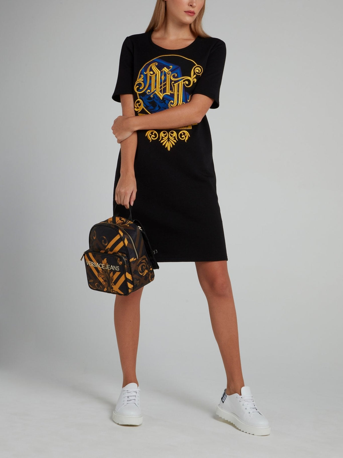 Black Embroidered T-Shirt Dress