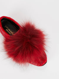 Red Slip On Fur Sneakers