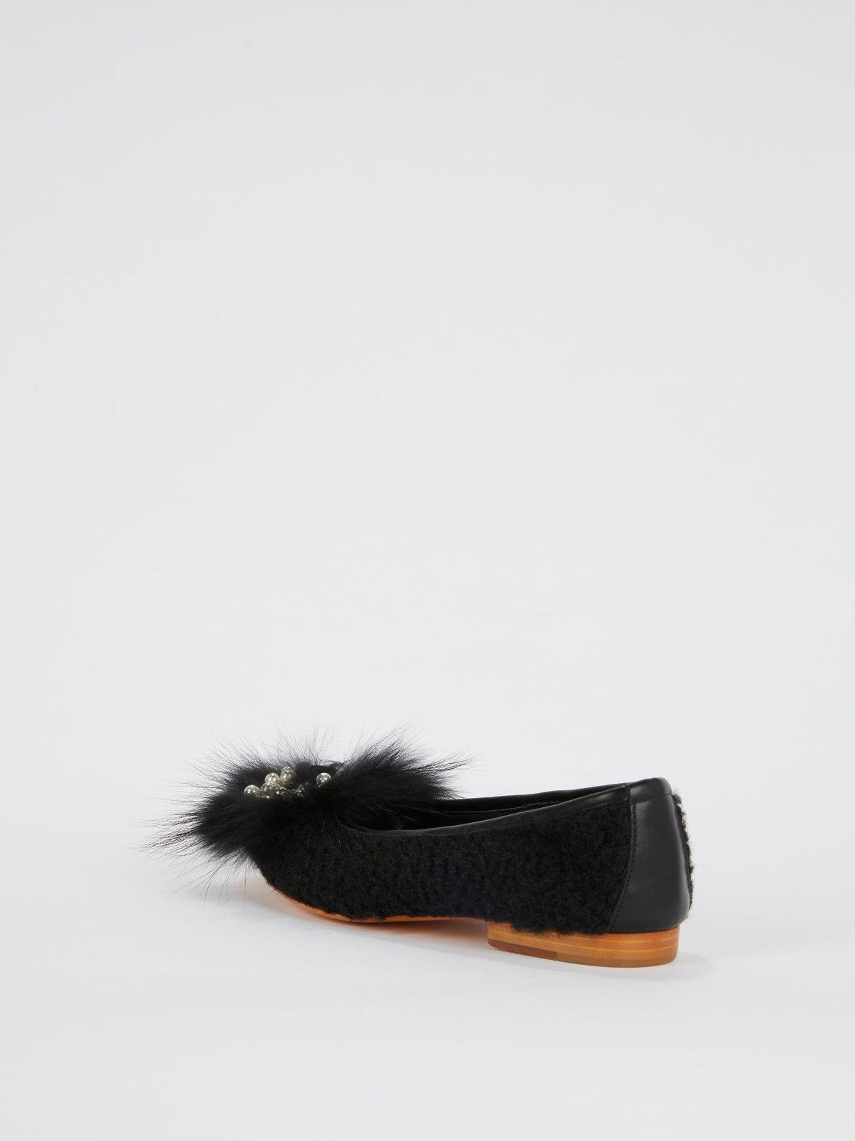 Black Embellished Sheep Fur Loafers