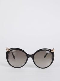 Acetate Round Snake Detail Sunglasses