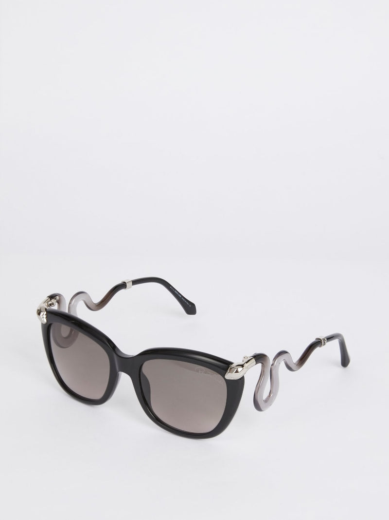 Acetate Square Snake Detail Sunglasses