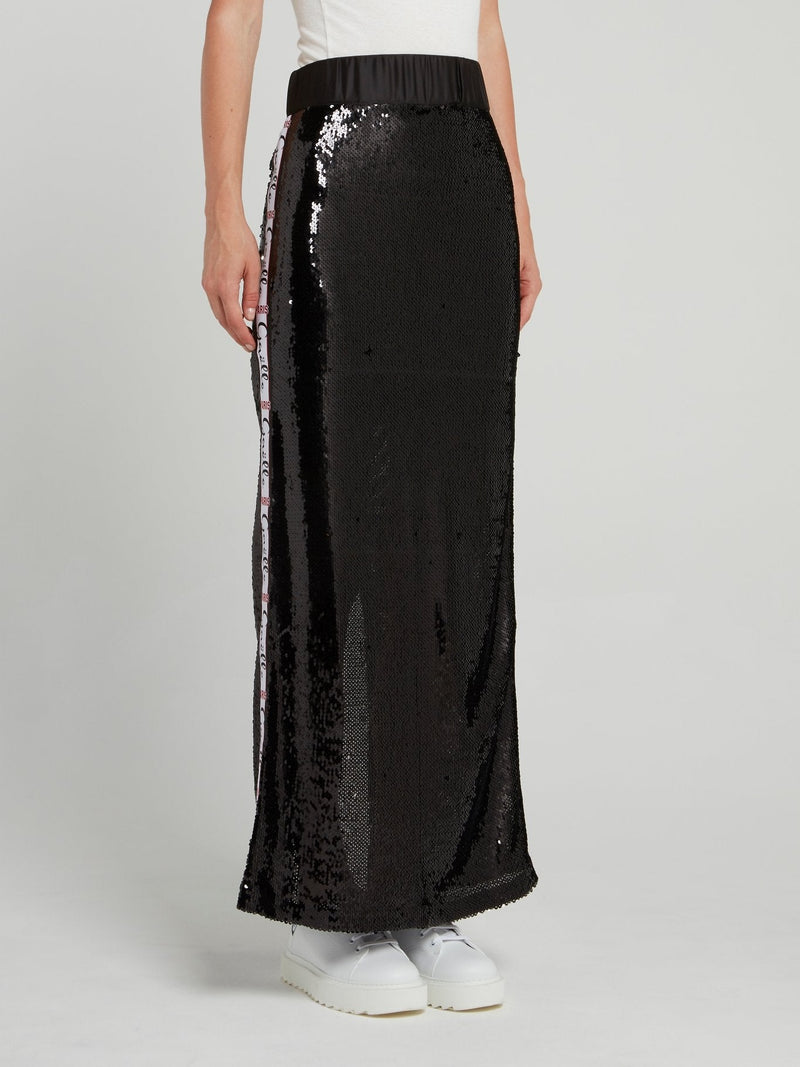 Black Sequin Maxi Skirt