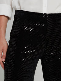 Black Perforated Flared Trousers