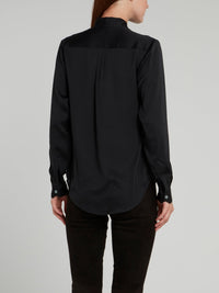 Black Satinised Georgette Tie Shirt