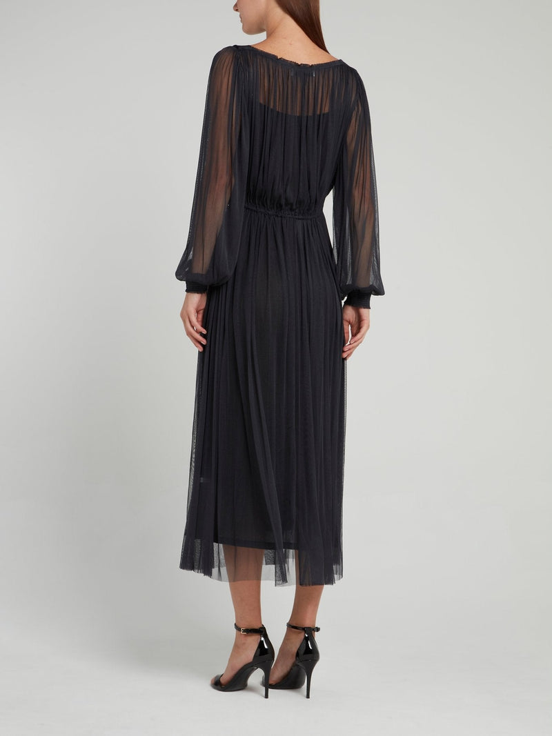 Black Signature Tulle Midi Dress