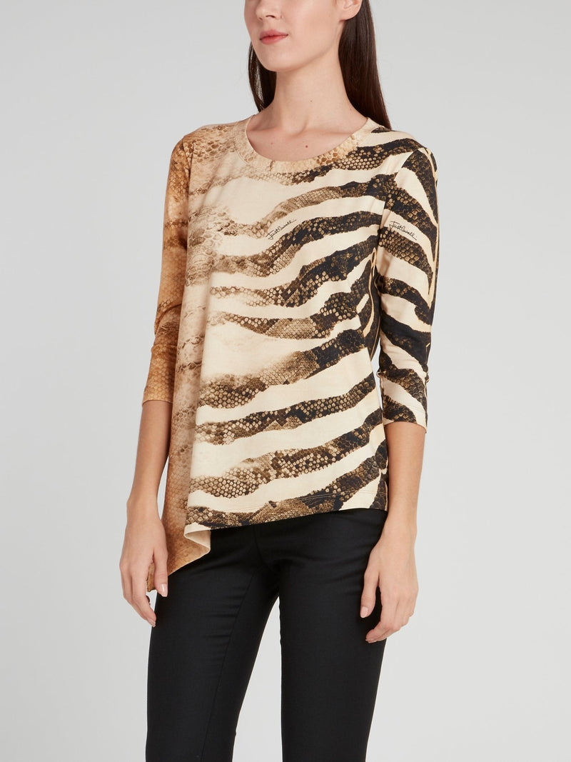 Animal Print Asymmetric Top