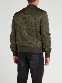 Stars Skull Olive Bomber Jacket