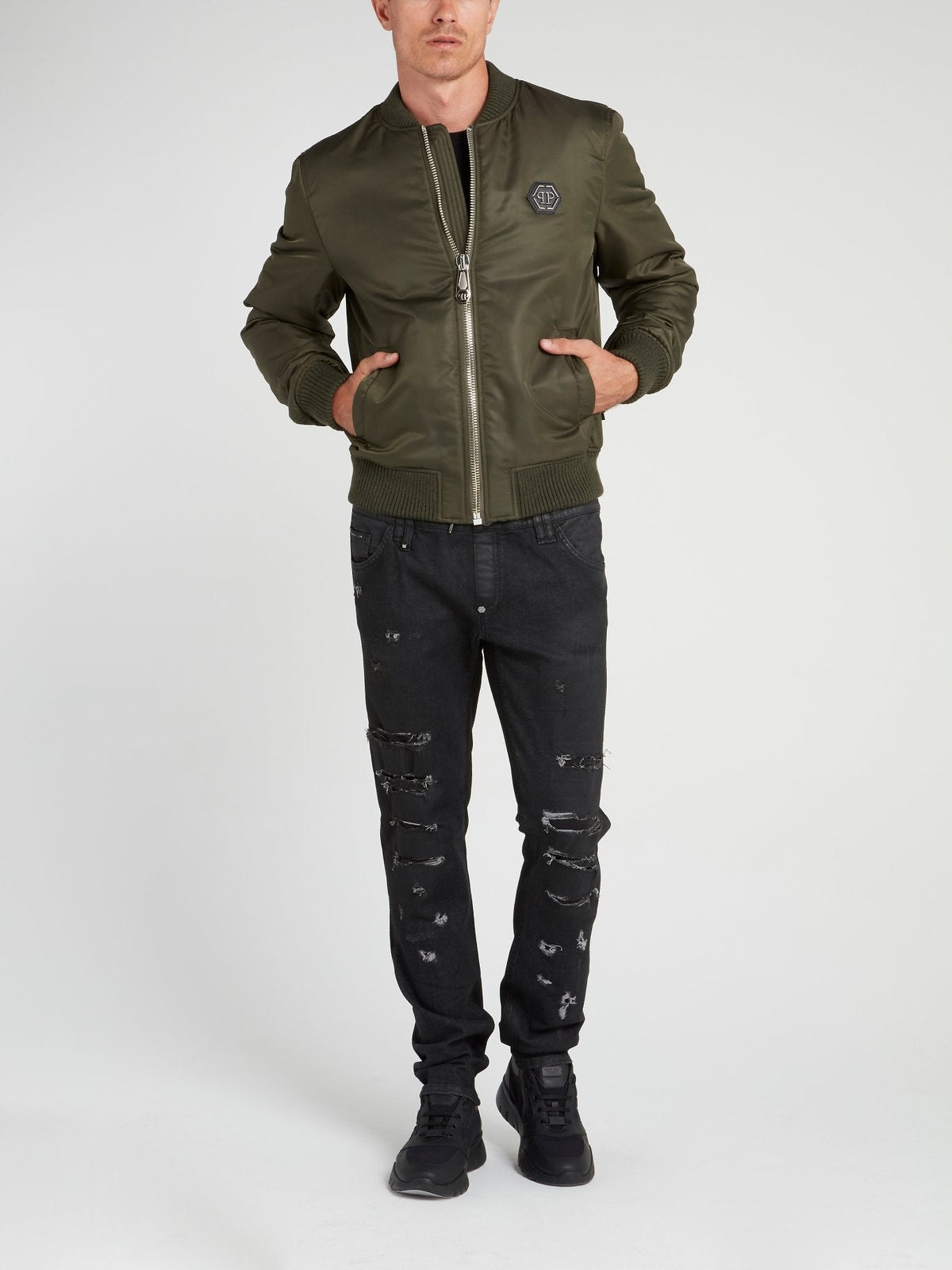 Stars Skull Olive Bomber Jacket