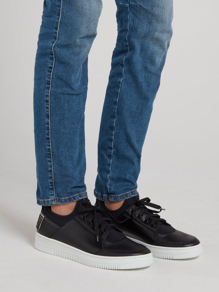 Black Low Top Leather Sneakers