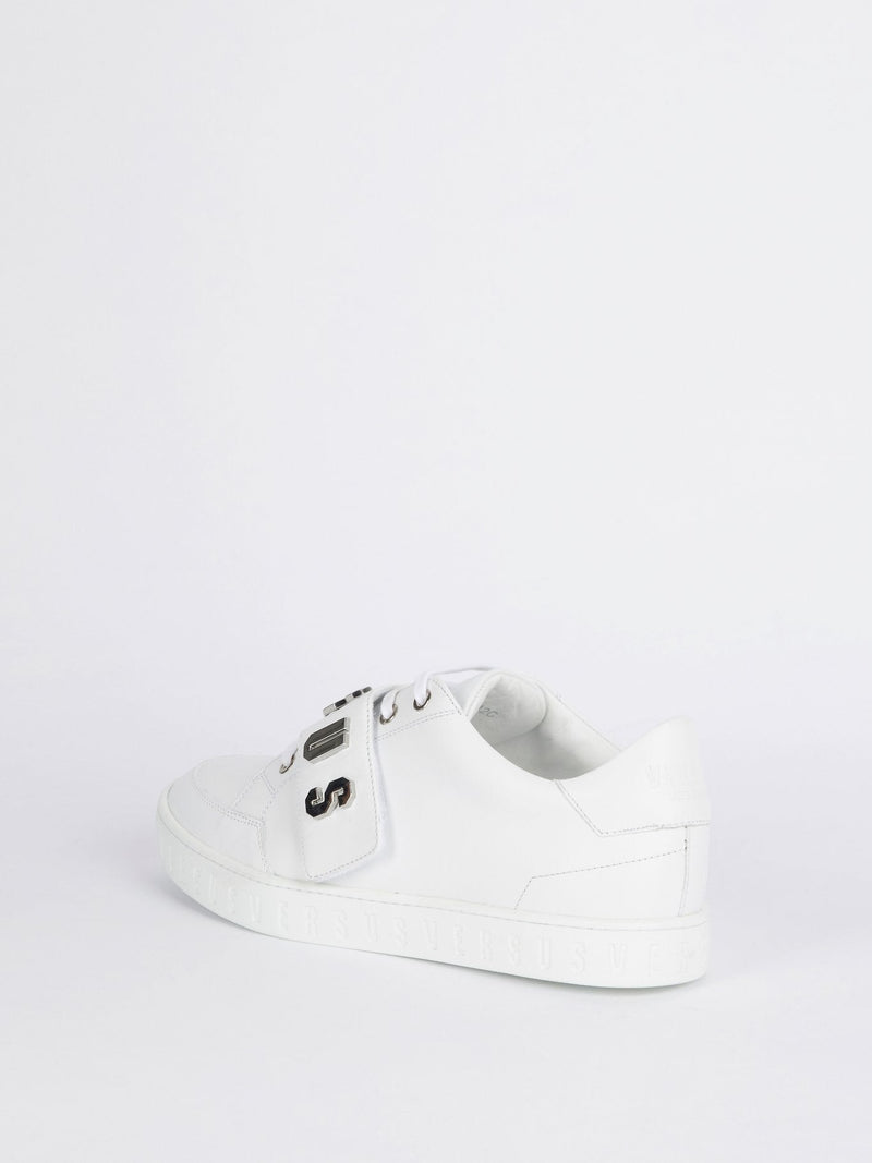 White Low Top Rubber Sole Sneakers