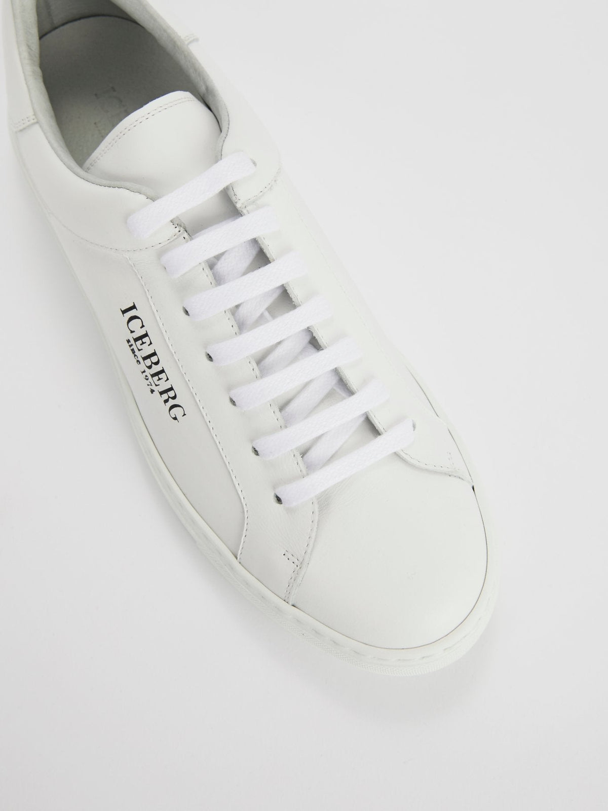 White Classic Logo Leather Sneakers