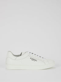 White Classic Logo Leather Sneakers