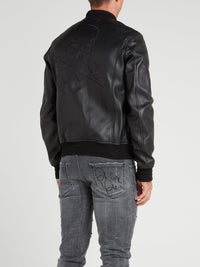 Rear Skull Leather Bomber Jacket