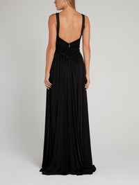 Black Open Back Keyhole Maxi Dress