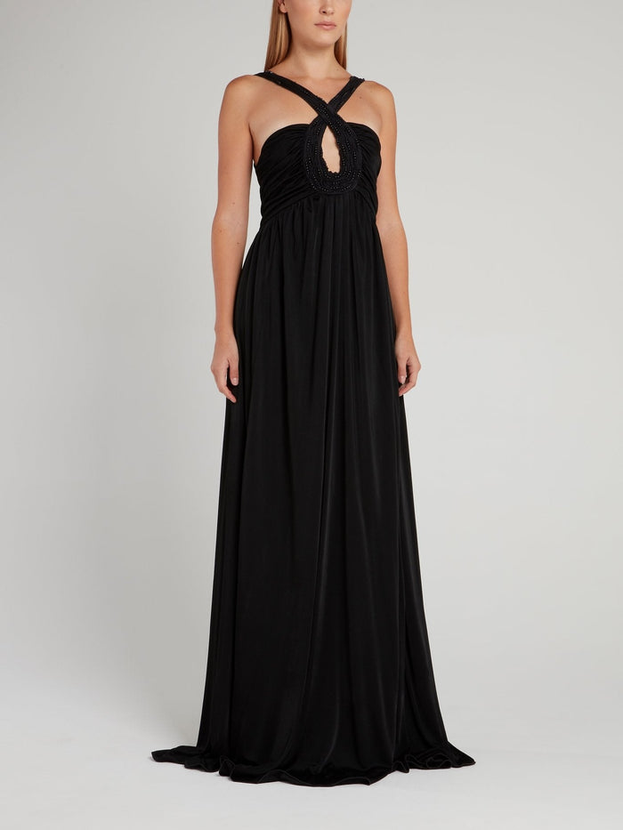 Black Open Back Keyhole Maxi Dress